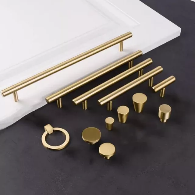 Brass Cabinet Drawer Knobs Pulls  Kitchen Cupboard Dresser Wardrobe Handles Gold