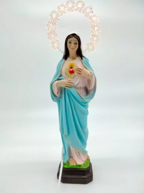 Estatua Sagrado Corazón de Maria CM 30 IN Resina Con Halo Iluminado