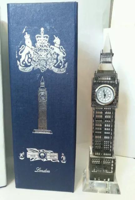 London Big Ben Clock Silver Plated Crystal with changing lights Souvenir Gift