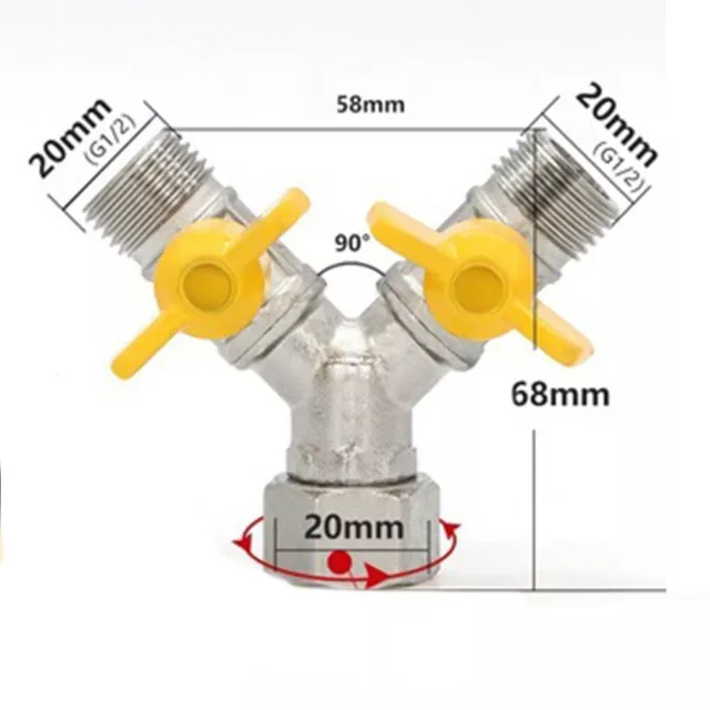 Verteiler Ventil 3-Wege Adapter Doppelschalterkugel Für Einlassschlauch