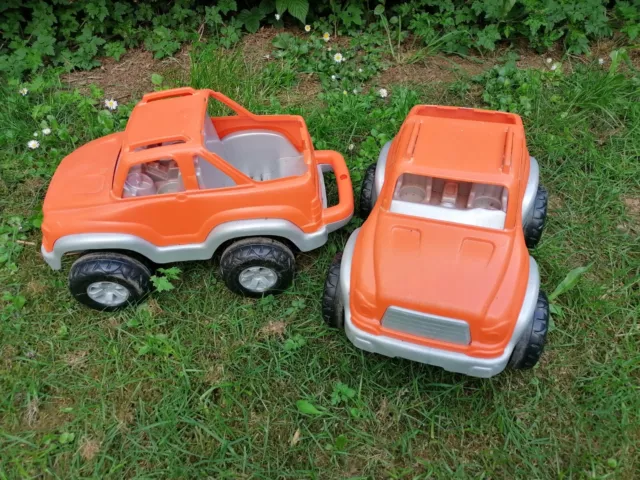 lot 2 grosse voiture benne 50x28cm jardin orange enfant