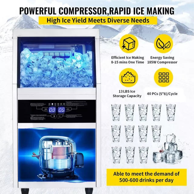 COMMERCIAL ICE MAKER Stainless Steel Built-in Ice Cube Machine Undercounter  100 $419.00 - PicClick