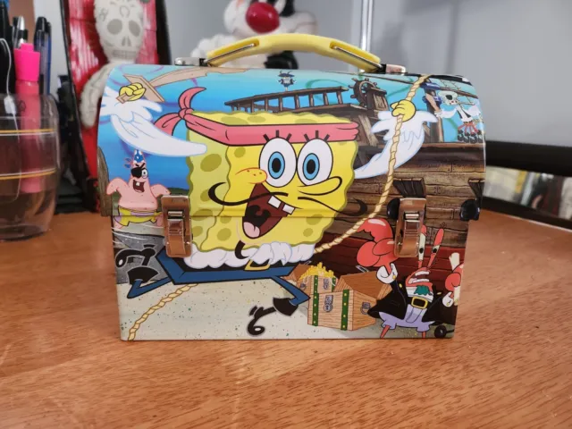 Rare Pirate SpongeBob SquarePants Mini Tin Metal Lunch Box 2008 TIn Box