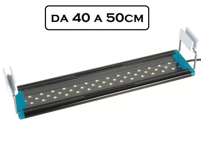 PLAFONIERA LED LUCE BIANCA BLU LAMPADA PER ACQUARIO BARRA DA 40 A 50cm SLIM -D93