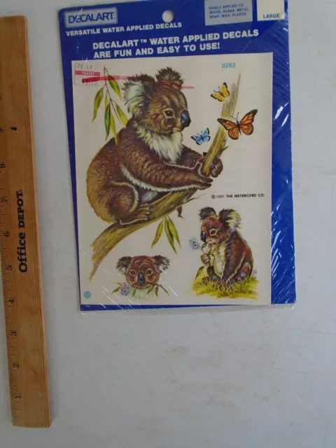 Meyercord Decalart Koala Calcomanías para osos 1981_water calcomanías aplicadas Kit 0283 NIP