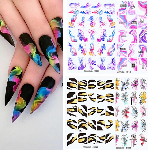 Français Stickers Ongles Ongle Modèles Art Ongles Stickers 3D Autocollant Marbre
