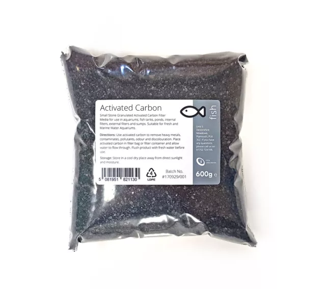 Activated Carbon 600g - Small Charcoal Granules Fish Tank Filter Media Aquariums