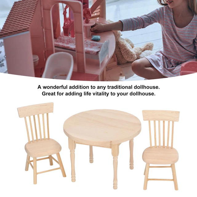 Dollhouse Dining Set 1:12 Scale Retro Design Doll House Miniature Round Table
