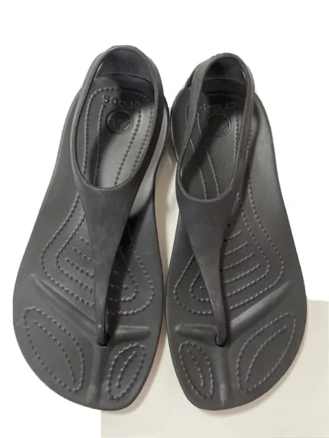 Crocs Sexi Thong Flip Flop Sandal Solid Black -  Women's Size W4-