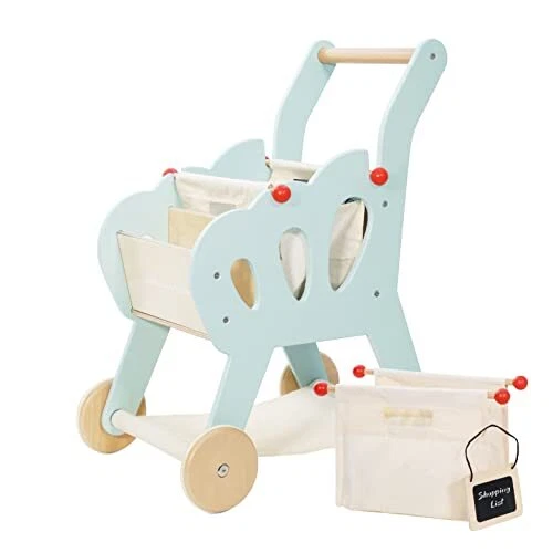 Le Toy Van - Educational Wooden Toy Role Play Grocery Shopping Trolley | Boys...
