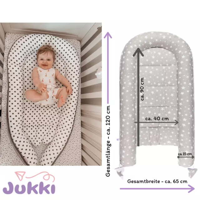 Baby Nestchen Kokon Babynest Kuschelnest Reisebett 100% Baumwolle XL LANG 120 cm 3