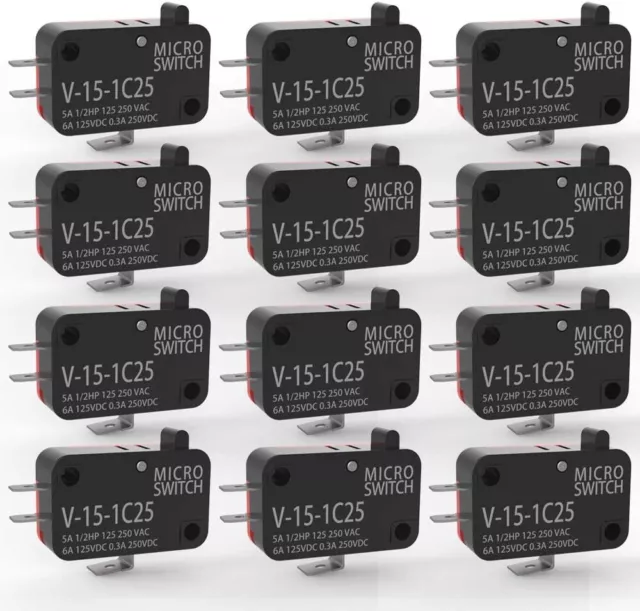 Gebildet 12pcs 125V/250V 15A Momentary Micro Switch for Microwave V-15-1c25