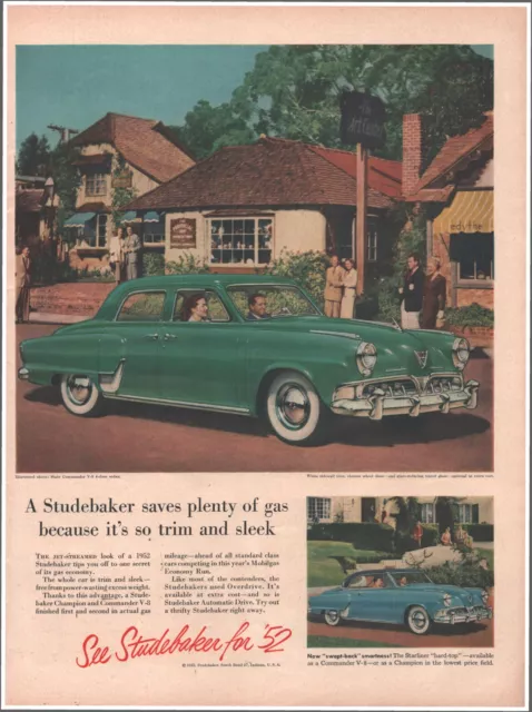 1952 Studebaker Commander V-8 Champion Automobile Car Vintage Magazine Print Ad