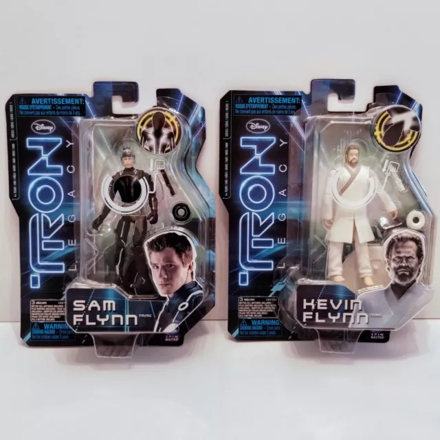 TRON Legacy Sam Flynn + Kevin Flynn Figure Lot Series 1 Spin Master Disney New