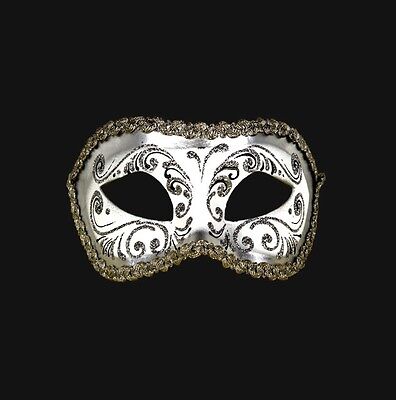 Mask from Venice Wolf Colombine White And Silver Authentic Paper Mache 146