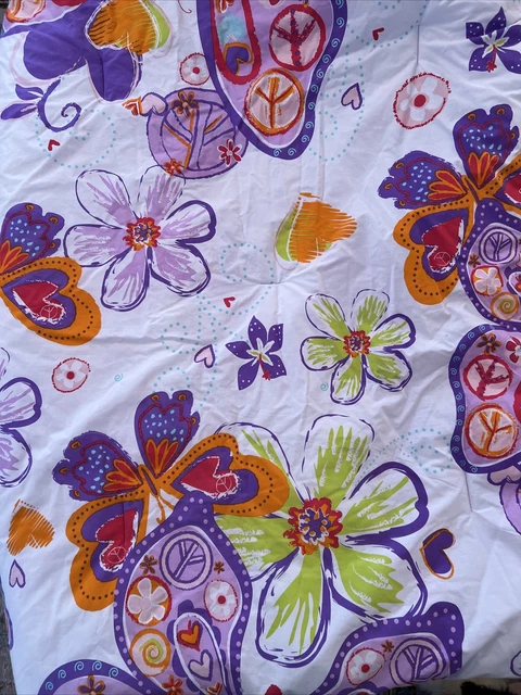 Auténtico edredón doble J.Khaki para niños hippie groovy mod flores mariposa púrpura