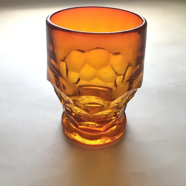 Anchor Hocking “Georgian” Cadium Orange Drinking Glass Vintage Midcentury