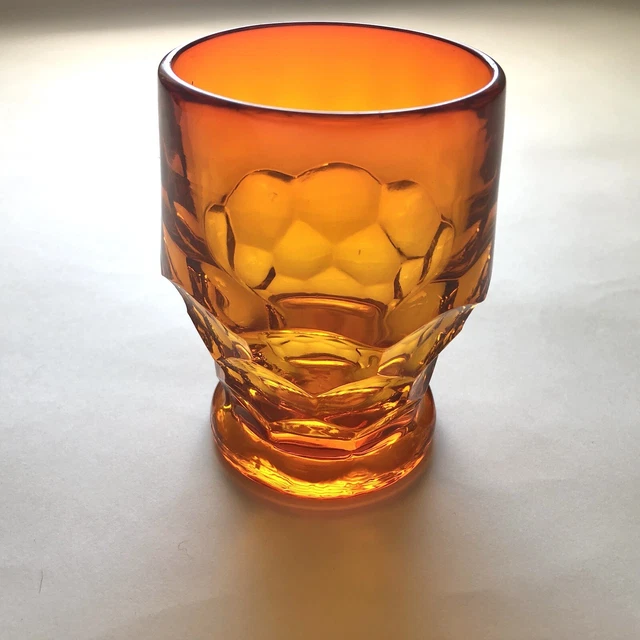 Anchor Hocking “Georgian” Cadium Orange Drinking Glass Vintage Midcentury