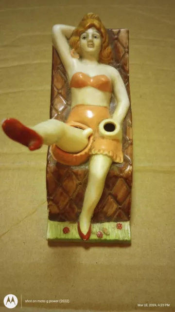 Vintage Ceramic Incense Burner - Showgirl With Removable Leg - NO RESERVE