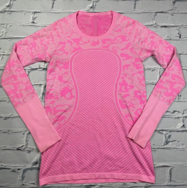 Lululemon Womens Swiftly Tech Long Sleeve Run Shirt Neon Pink Camo Sz 10 Rare