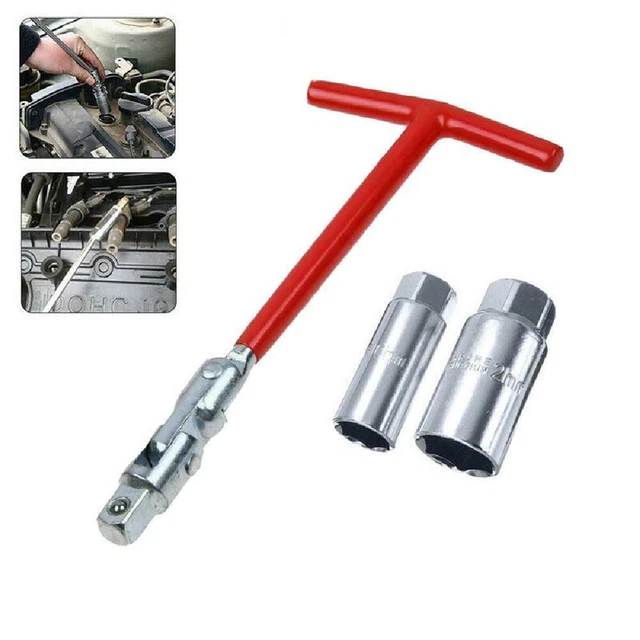 3PCS SPARK PLUG Removal Tool 16 21mm THandle Flexible Spanner Socket