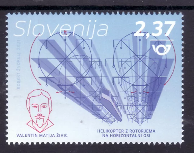 Slovenia 2021 MNH Valentin Živic science helicopter rotor Horizontal Axis plane