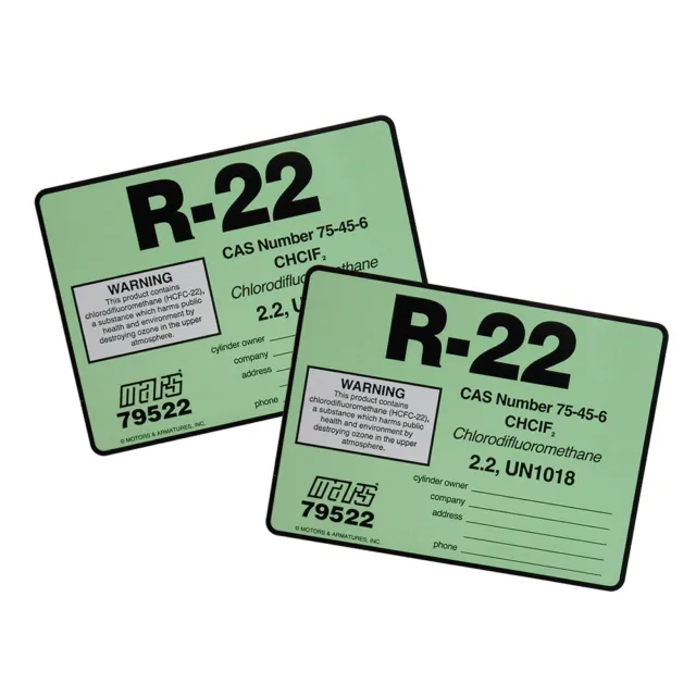 R-22 / R22 Label # 79522 , Pack of (2)