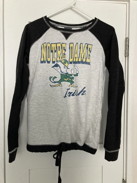 Cute Women’s Notre Dame Tie Front Sweatshirt Size M
