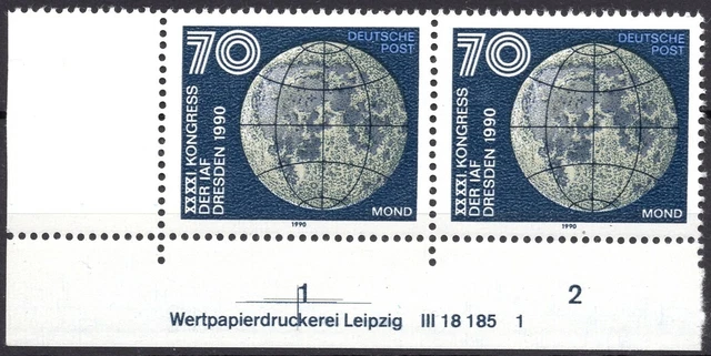 DDR 1990 Mi.Nr. 3362 ** postfrisch Eckrand mit DV Druckvermerk FN 1