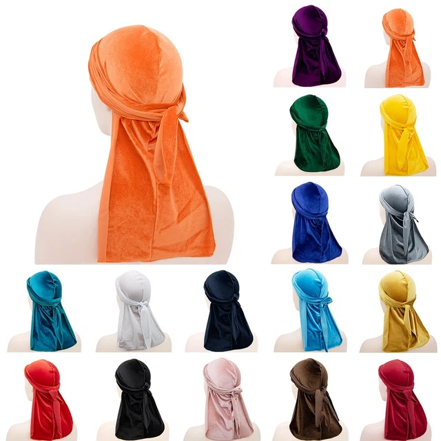 Cappello turbante bandana coda lunga alla moda velluto berretto di seta avvolgente 60 70 caratteri