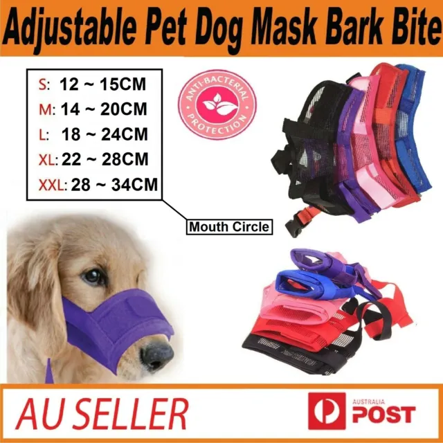 Nylon Adjustable Pet Dog Bark Bite Soft Mouth Muzzle Grooming Anti-Chewing