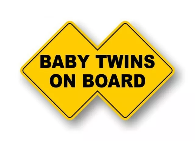 BABY TWINS On Board Vinyl Decal Yellow Double Diamond Design Car Safety Sticker