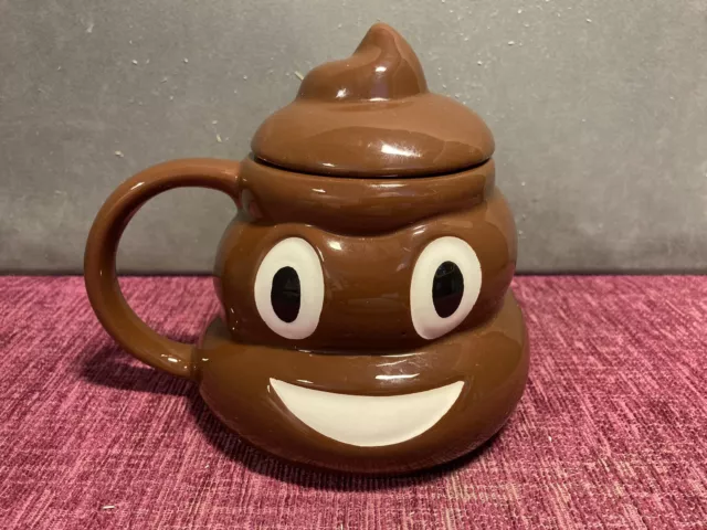 Neu Emoji Poo 🙂 Keramik/Porzellanbecher Mit Deckel Emoticon Poop Tasse/Tasse
