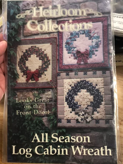 ALL SEASON LOG CABIN WREATH pieced quilt pattern, 24x24", wall hanging pattern