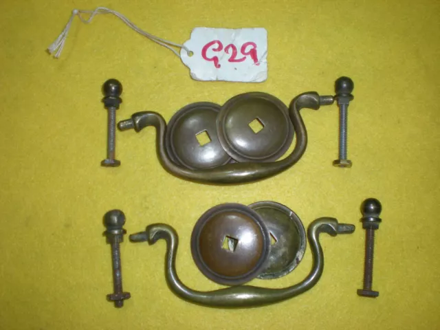 Pair Of Antique Brass Swan Neck Drawer Handles