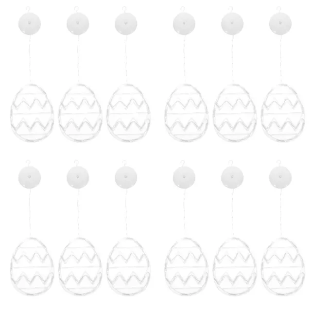12 lámparas de ventana en forma de huevo de Pascua con ventosa,