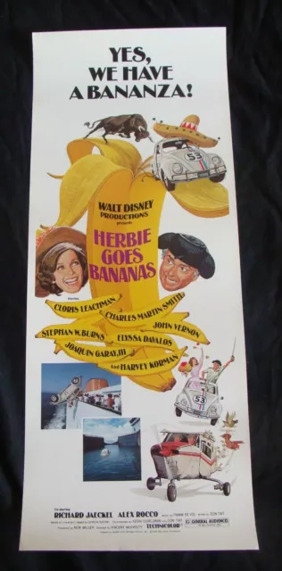 Walt Disney HERBIE GOES BANANAS movie poster HARVEY KORMAN CLORIS LEACHMAN INSER