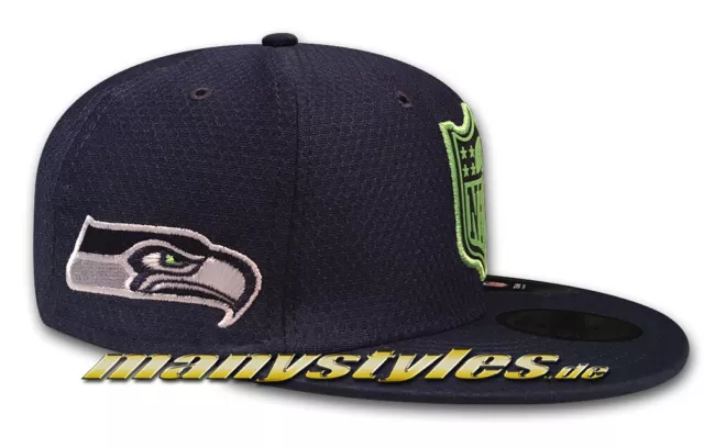 Seattle Seahawks NFL League Logo Fit NEW ERA 59FIFTY CAP Superbowl Navy Lime OTC 3