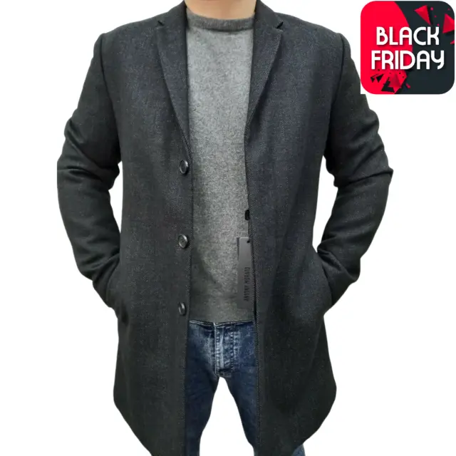 Cappotto uomo elegante lana invernale lungo di nero capotto trench giacca da XS