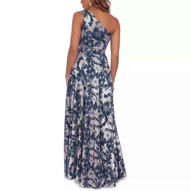Betsy & Adam Womens   Beige Floral Cold-Shoulder Evening Dress Gown 4 BHFO 4080 2