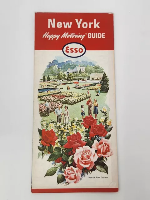 New York 1963 Esso Highway Map Happy Motoring Guide Road Map Vintage Sightseeing