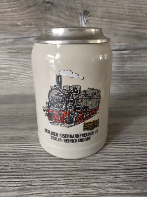 Bierkrug mit Zinndeckel Eisenbahn Berliner Eisenbahnfreunde Berlin Reinickendorf