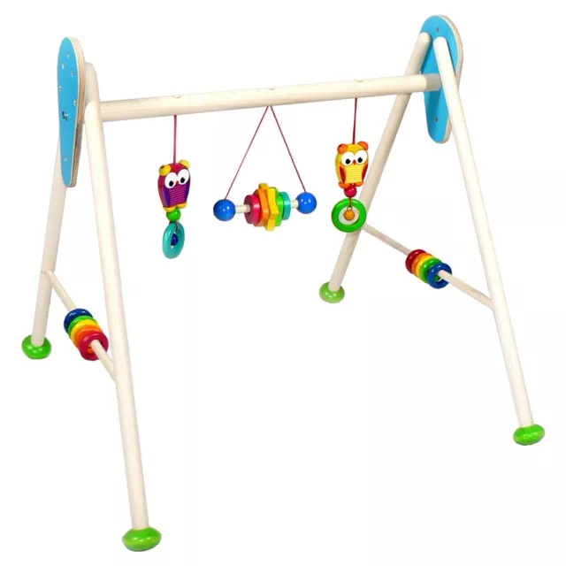 Hess 13376 Babyspielgerät Eule, Babytrainer, Spielbogen aus Holz, NEU