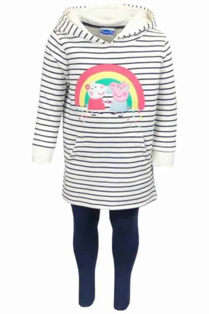 Set felpe con cappuccio e leggings applique arcobaleno per ragazze 12 mesi - 6 anni NUOVI