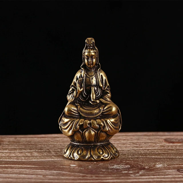 Brass Statue Chinese Ornaments Guanyin Bodhisattva South Sea Goddess Of Mercy A+