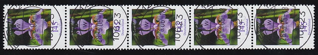 2507 Schwertlilie als 5er-Streifen mit VS-O BERLIN 28.3.06 mit Nummer 130
