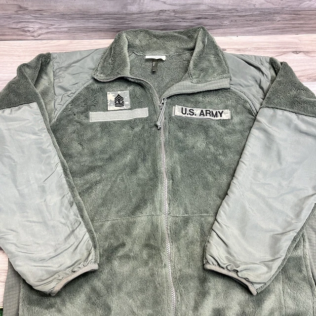 USGI Military Fleece Jacket Large-Reg ECWCS Gen III Polartec W/ US Army + Rank