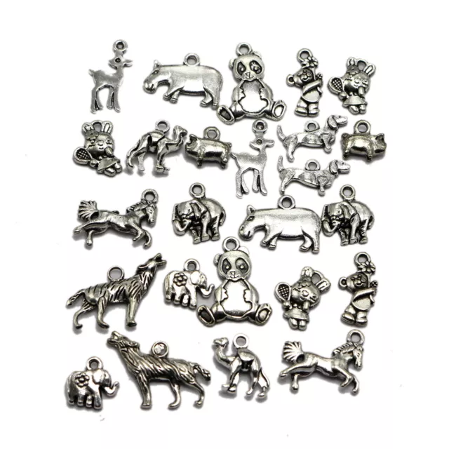 40 Tibet Silver Assorted Animal Charm Pendants Craft Jewelry Finding DIY