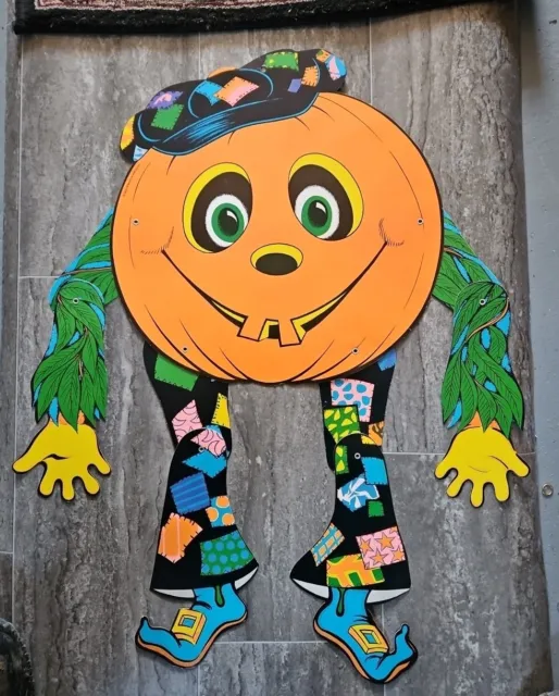Beistle Jack-o-Lantern Goblin Pumpkin Paper Halloween Decoration Vintage 1976