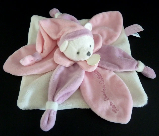 EB. MON DOUDOU ET COMPAGNIE OURS Collector rose blanc mauve bonnet carré pétale
